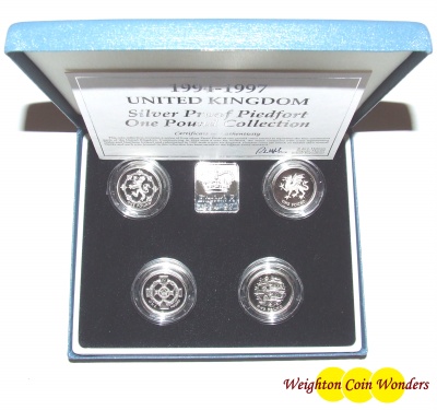 1994-1997 Silver Proof PIEDFORT £1 Collection (4 x £1's)